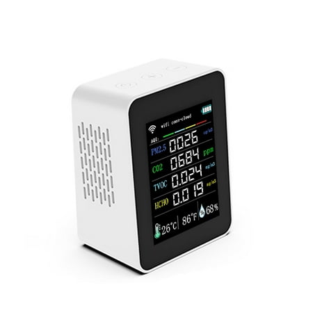 OWSOO Wifi Portable Air Quality Meter 7in1 PM2.5 CO2 TVOC HCHO AQI Humidity Tester 2.8inch TFT Color Display Carbon Dioxide Detector Support Cellphone APP Control with Calendar Function
OWSOO Wifi Portable Air Quality Meter 7in1 PM2.5 CO2 TVOC HCHO AQI Humidity Tester 2.8inch TFT Color Display Carbon Dioxide Detector Support Cellphone APP Control with Calendar Function