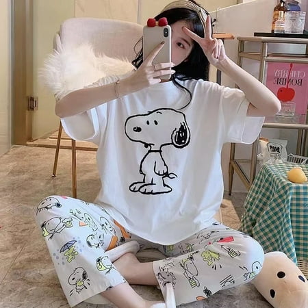 New Homewear Short Sleeve Pajamas Set Cute Leisure Women Sleepwear 2Pcs Nightwear for Women Nightwear Long Loose Waist Pant
New Homewear Short Sleeve Pajamas Set Cute Leisure Women Sleepwear 2Pcs Nightwear for Women Nightwear Long Loose Waist Pant