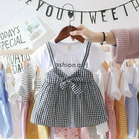 Toddler Kids Girl Short Sleeve White T-Shirt Dress and Lace-up Bownot Plaid DressTops Summer Casual Outfits
Toddler Kids Girl Short Sleeve White T-Shirt Dress and Lace-up Bownot Plaid DressTops Summer Casual Outfits