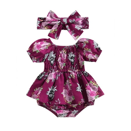 Newborn Baby Girls Romper Set Short Sleeve Off-shoulder Cow Flower Print Romper with Headband Summer Outfits Red 9-12 Months
Newborn Baby Girls Romper Set Short Sleeve Off-shoulder Cow Flower Print Romper with Headband Summer Outfits Red 9-12 Months