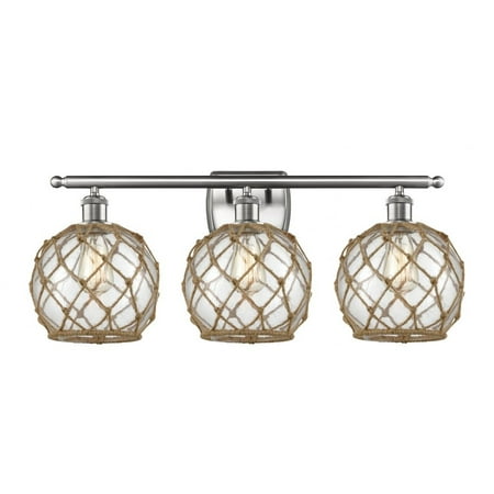 Innovations 516-3W-SN-G122-8RW-LED Farmhouse Rope 3 Light Bath Vanity Light part of the Ballston Collection Brushed Satin Nickel 
Innovations 516-3W-SN-G122-8RW-LED Farmhouse Rope 3 Light Bath Vanity Light part of the Ballston Collection Brushed Satin Nickel