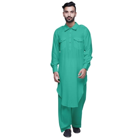 Atasi Mens Pathani Kurta Pajama Set Long Kurta Pyjama Pants For Men
