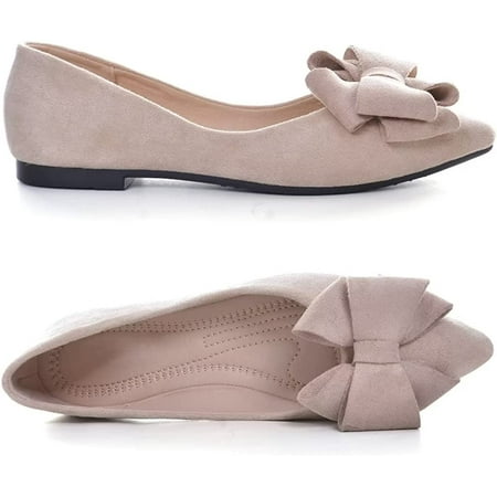 Women Fashion Bowknot Flats Comfort Pointed Toe Dress Shoes