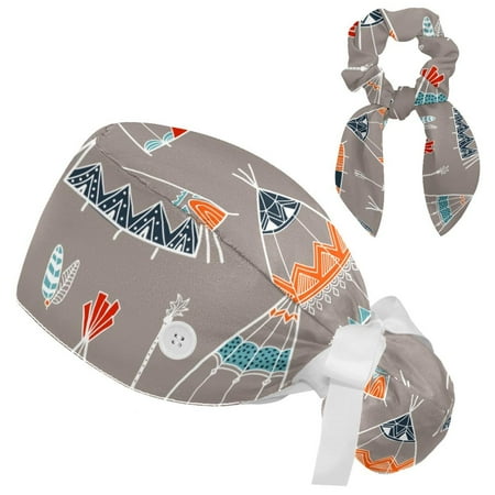 Working Cap with Buttons and Sweatband Scrub Hat Bouffant Caps with Scrunchie Bohemian Colorful Tent Tie Back Hats
Working Cap with Buttons and Sweatband Scrub Hat Bouffant Caps with Scrunchie Bohemian Colorful Tent Tie Back Hats