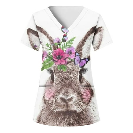 XHJUN Scrub Tops for Women Clearance Easter Day Women Cartoon Animal Print Scrub Shirt Tops Short Sleeve with Pocket Gray M
XHJUN Scrub Tops for Women Clearance Easter Day Women Cartoon Animal Print Scrub Shirt Tops Short Sleeve with Pocket Gray M