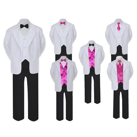 5-7pc Formal Black White Suit Set Fuchsia Bow Necktie Vest Boy Baby Sm-20 Teen
5-7pc Formal Black White Suit Set Fuchsia Bow Necktie Vest Boy Baby Sm-20 Teen