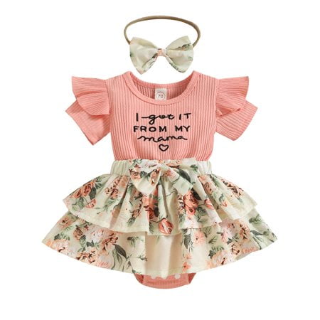 Infant Newborn Baby Girl Outfits I got it from my mama Letter Print Romper Tops + Floral Skirts + Headband 3PCS Casual Girls Clothes
Infant Newborn Baby Girl Outfits I got it from my mama Letter Print Romper Tops + Floral Skirts + Headband 3PCS Casual Girls Clothes