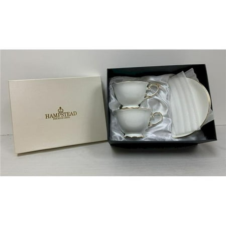 Mr. MJs Trading HO-S32626D-GL White with Gold Trim Tea Cup Set Set of 2