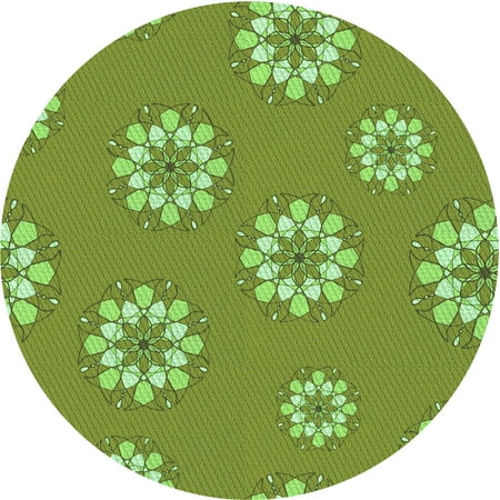Ahgly Company Indoor Round Patterned Hummingbird Green Area Rugs 5 Round