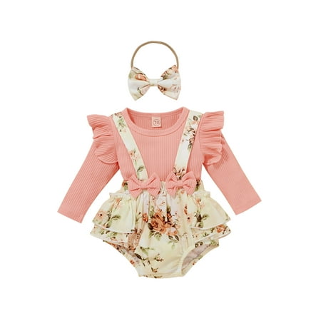 Frobukio 3Pcs Kids Baby Girls Autumn Clothes Ribbed Fly Sleeve T-shirt+Flower Overalls with Bowknot+Headband Pink 18-24 Months
Frobukio 3Pcs Kids Baby Girls Autumn Clothes Ribbed Fly Sleeve T-shirt+Flower Overalls with Bowknot+Headband Pink 18-24 Months