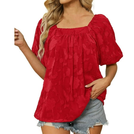 kakina CMSX Summer Shirts for Women Plus Size Casual Solid Square Neck Half Sleeve Pullover Loose Blouse T-shirt Tops Ladies Casual Tops Red L
kakina CMSX Summer Shirts for Women Plus Size Casual Solid Square Neck Half Sleeve Pullover Loose Blouse T-shirt Tops Ladies Casual Tops Red L