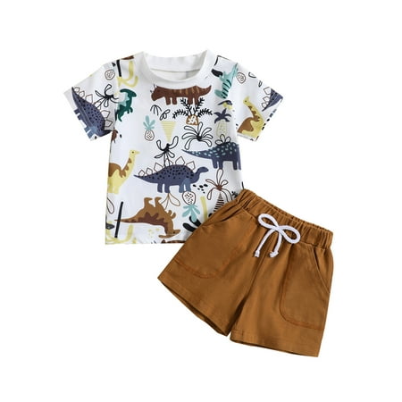 aturustex Summer Outfits Infant Toddler Baby Boys Dinosaur Short Sleeve T-Shirt Tops and Solid Shorts 2PCS Clothes Set
aturustex Summer Outfits Infant Toddler Baby Boys Dinosaur Short Sleeve T-Shirt Tops and Solid Shorts 2PCS Clothes Set