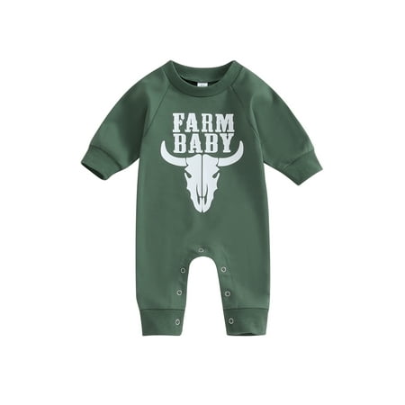 Qtinghua Western Newborn Baby Girl Boy Sweatshirt Romper Bull Head Letter Print Long Sleeve Jumpsuit Fall Clothes Green 3-6 Months
Qtinghua Western Newborn Baby Girl Boy Sweatshirt Romper Bull Head Letter Print Long Sleeve Jumpsuit Fall Clothes Green 3-6 Months