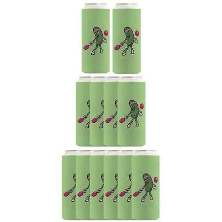 Pickleball Gifts For Men Funny Unique Pickle Playing Pickleball 12-Pack Ultra Slim Can Coolies 
Pickleball Gifts For Men Funny Unique Pickle Playing Pickleball 12-Pack Ultra Slim Can Coolies