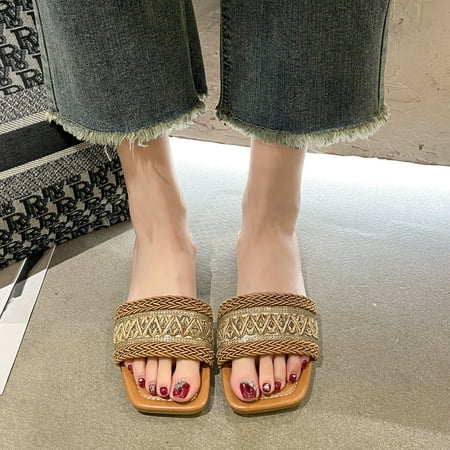 Kukoosong Summer Women Sandals Casual Beach Sandals for Women Square Head Comfortable Shoes Woven Slippers Casual Wear Casual Beach Sandals Brown Size 41
Kukoosong Summer Women Sandals Casual Beach Sandals for Women Square Head Comfortable Shoes Woven Slippers Casual Wear Casual Beach Sandals Brown Size 41