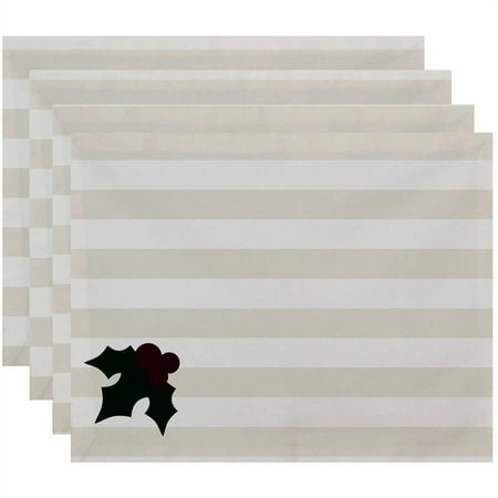 Simply Daisy 18 x 14 Holly Tones Holiday Stripe Print Placemat