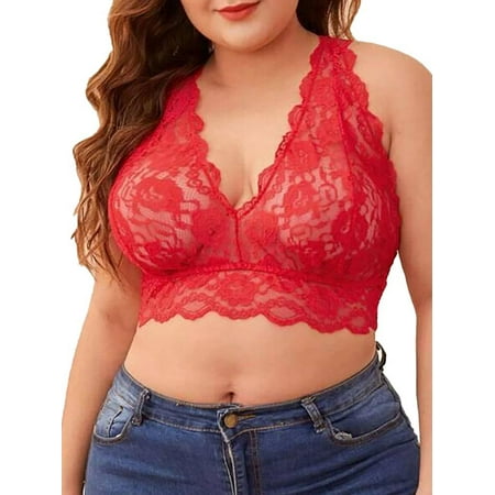 DYMADE Womens Plus Size Lingerie Lace Unpadded Bra See Through Underwear
DYMADE Womens Plus Size Lingerie Lace Unpadded Bra See Through Underwear