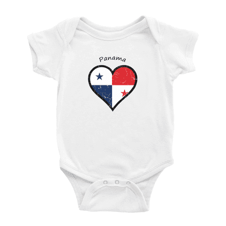 Panama Flag Heart Love Cute Baby Clothing Bodysuits Boy Girl Clothes