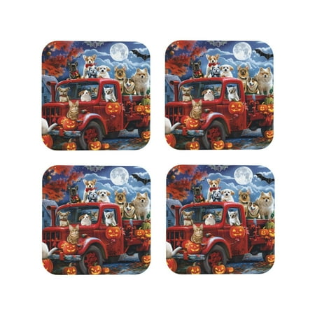 Leather Coasters with Heat-resistant for Drinks Halloween Pets Pumpkins Cup Coasters Cup Pad Mat for Tabletop Protection Coffee Table Office Desk and Housewarming Gift
Leather Coasters with Heat-resistant for Drinks Halloween Pets Pumpkins Cup Coasters Cup Pad Mat for Tabletop Protection Coffee Table Office Desk and Housewarming Gift