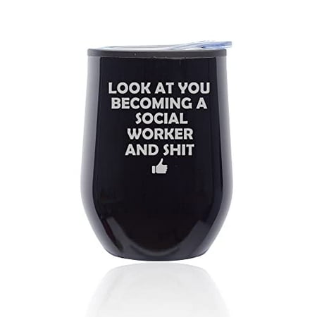 Stemless Wine Tumbler Coffee Travel Mug Glass with Lid Look At You Becoming A Social Worker Funny (Black Midnight)
Stemless Wine Tumbler Coffee Travel Mug Glass with Lid Look At You Becoming A Social Worker Funny (Black Midnight)