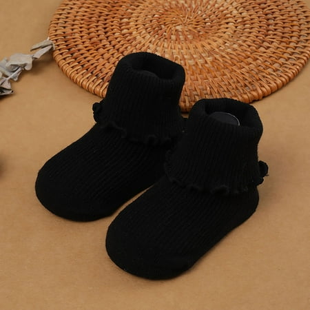Aayomet Warm Socks For Infants Baby Cotton Crew Socks Unisex Baby Sock Soft Cozy Ankle Socks for Toddlers Kids 0-36 Months Black 0-12 Months