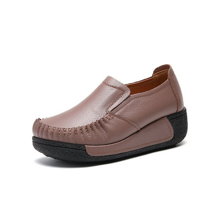 Ymiytan Lady Shoes Slip On Wedge Loafer Pure Color Flats Walking Non Durable Comfort Loafers Leather Coffee 7
Ymiytan Lady Shoes Slip On Wedge Loafer Pure Color Flats Walking Non Durable Comfort Loafers Leather Coffee 7