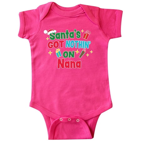 Inktastic Santa s Got Nothin on Nana with Christmas Presents Gift Baby Boy or Baby Girl Bodysuit 
Inktastic Santa s Got Nothin on Nana with Christmas Presents Gift Baby Boy or Baby Girl Bodysuit