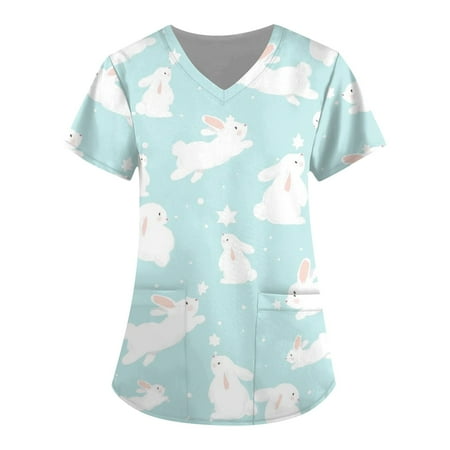 QAZXD Easter Scrub Tops for Women Eggs Bunny Print V Neck Short Sleeve Medical Scrub Shirts Top Working Uniform Wear With Pockets 4XL
QAZXD Easter Scrub Tops for Women Eggs Bunny Print V Neck Short Sleeve Medical Scrub Shirts Top Working Uniform Wear With Pockets 4XL