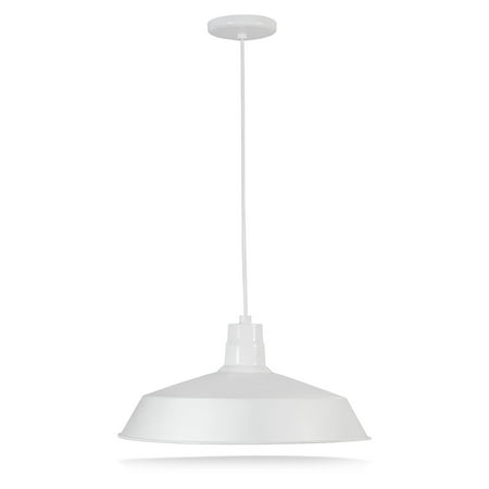 17-inch Industrial White Pendant Barn Light Fixture with 10ft Adjustable Cord Ceiling-Mounted Vintage Hanging Light Fixture for Indoor Use 120V Hardwire E26 Medium Base LED Compatible UL Listed
17-inch Industrial White Pendant Barn Light Fixture with 10ft Adjustable Cord Ceiling-Mounted Vintage Hanging Light Fixture for Indoor Use 120V Hardwire E26 Medium Base LED Compatible UL Listed