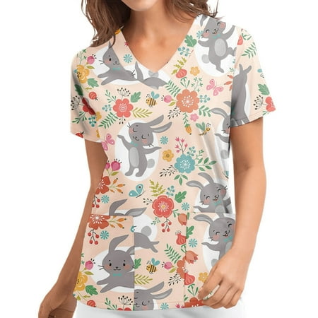 Hesxuno Thanksgiving Scrubs Womens Tops Women Short Sleeve V-neck Tops Uniform Easter Printed Pockets Blouse Nursing Nurse Shirts Easter Scrubs
Hesxuno Thanksgiving Scrubs Womens Tops Women Short Sleeve V-neck Tops Uniform Easter Printed Pockets Blouse Nursing Nurse Shirts Easter Scrubs