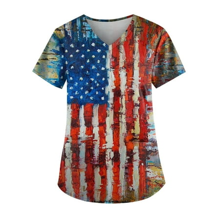 Sksloeg Spring Printed Scrub Tops for Women Workwear V Neck Short Sleeve American Star Stripes Pattern Nursing Uniform Pattern Scrubs Shirts with Pockets Red XXL
Sksloeg Spring Printed Scrub Tops for Women Workwear V Neck Short Sleeve American Star Stripes Pattern Nursing Uniform Pattern Scrubs Shirts with Pockets Red XXL
