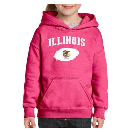 Illinois State Flag Youth Hoodie Hooded Sweatshirt