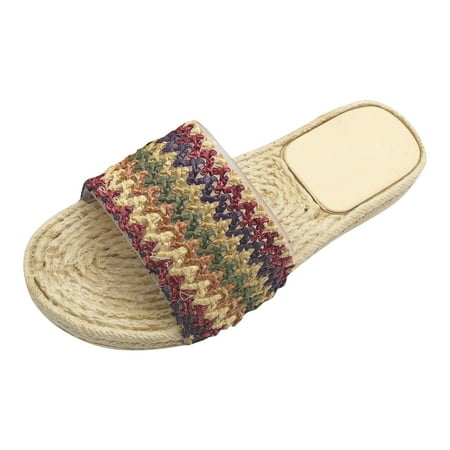 MIASHUI Women s Slippers Women Slippers Summer Pattern Lmitation Grass Weaving Fashion Retro Flat Bottom Comfortable Large Npn Slip Shoes White 7
MIASHUI Women s Slippers Women Slippers Summer Pattern Lmitation Grass Weaving Fashion Retro Flat Bottom Comfortable Large Npn Slip Shoes White 7