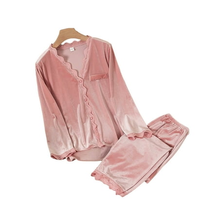 Capreze Women Sleepwear Lace Trim Nightwear Elastic Waist Pajamas Sets Loose Lounge Set Velvet Pink 2XL
Capreze Women Sleepwear Lace Trim Nightwear Elastic Waist Pajamas Sets Loose Lounge Set Velvet Pink 2XL