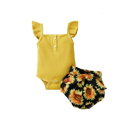 Awoscut Infant Baby Girl Summer Clothes Fly Sleeve Romper Floral Shorts Outfits 
Awoscut Infant Baby Girl Summer Clothes Fly Sleeve Romper Floral Shorts Outfits