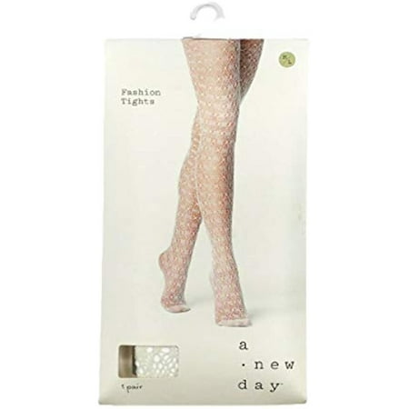 High Waisted Cream Fashion Tights Fishnet 1 Pair - A New Day (S/M)