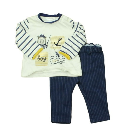 Pre-owned Mayoral Boys Blue | White Apparel Sets size: 2-4 Months