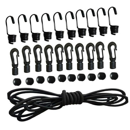 Mingyiq 15M Elastic Rope Kayak Yachting Metal Hook Plastic Hook Ball Buckle Kit