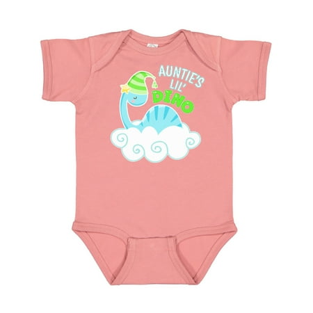 Inktastic Auntie s Lil Dino with Cute Blue Baby Dinosaur Gift Baby Boy or Baby Girl Bodysuit