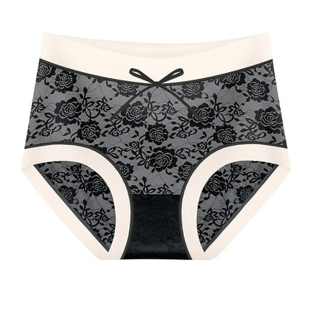 PEASKJP Bikini Underpants for Women Comfort Underwear Cotton Breathable Seamless briefs Hispter Panties for Women Regular Plus Size Black M