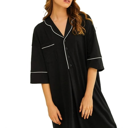 Casual Lapel Sleepshirts Elbow-Length Black Womens Nightgowns & Sleepshirts (Women s)
Casual Lapel Sleepshirts Elbow-Length Black Womens Nightgowns & Sleepshirts (Women s)