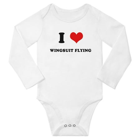I Heart Wingsuit Flying Love Sports Fans Baby Long Rompers (White 18-24 Months)