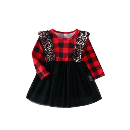 Amuver Kids Dress Plaid Leopard Print Round Neck Long Sleeve Ruffle Mesh Patchwork One-Piece for Girls 1-5 Years
Amuver Kids Dress Plaid Leopard Print Round Neck Long Sleeve Ruffle Mesh Patchwork One-Piece for Girls 1-5 Years