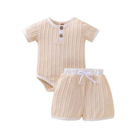 Genuiskids Baby Boys Girls Summer Shorts Suit Short Sleeve Round Neck Button Romper
Genuiskids Baby Boys Girls Summer Shorts Suit Short Sleeve Round Neck Button Romper