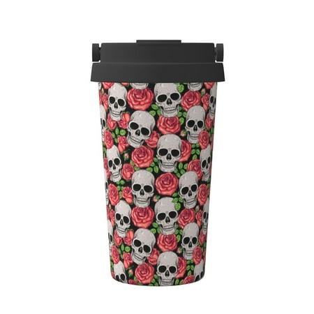 Uemuo Skull and Roses Print Carry Insulated Coffee Mug Travel Mug with Hidden Handle Insulated Coffee Flask Leak-proof Travel Mug Insulated Mug for Office
Uemuo Skull and Roses Print Carry Insulated Coffee Mug Travel Mug with Hidden Handle Insulated Coffee Flask Leak-proof Travel Mug Insulated Mug for Office