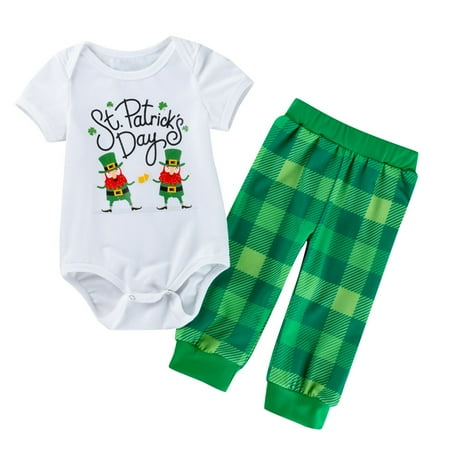 Outfits for Kids St. Patricks Day Cartoon Print Letter Romper Tops Plaid Pants Trousers 2Pcs Suits for Kids Boys
Outfits for Kids St. Patricks Day Cartoon Print Letter Romper Tops Plaid Pants Trousers 2Pcs Suits for Kids Boys