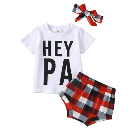 Calsunbaby Toddler Baby Boys Girls Summer Outfits Short Sleeve Letters Print T-shirt + Plaid Shorts / Pants + Headband White Hey Pa 6-12 Months
Calsunbaby Toddler Baby Boys Girls Summer Outfits Short Sleeve Letters Print T-shirt + Plaid Shorts / Pants + Headband White Hey Pa 6-12 Months
