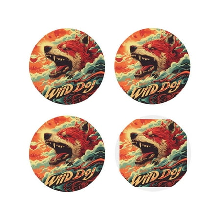 Coasters Set of 4 - Fiery Wild Dog Illustration Drink Coasters for Tabletop Protection Leather Coasters for Living Room Decor and Housewarming Gift Round Shape
Coasters Set of 4 - Fiery Wild Dog Illustration Drink Coasters for Tabletop Protection Leather Coasters for Living Room Decor and Housewarming Gift Round Shape