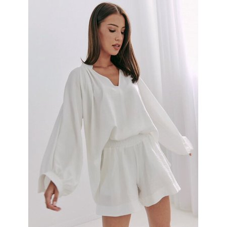 QWZNDZGR Hiloc Lantern Sleeve Pajamas For Women Sets Fashion V-Neck Loose Loungewear Set Woman 2 Pieces Shorts Female Set 2023 Pajama
QWZNDZGR Hiloc Lantern Sleeve Pajamas For Women Sets Fashion V-Neck Loose Loungewear Set Woman 2 Pieces Shorts Female Set 2023 Pajama