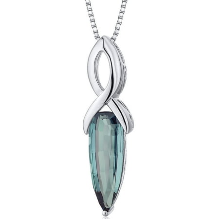 Peora 7.00 Carat T.G.W. Marquise Cut Created Alexandrite Rhodium over Sterling Silver Pendant, 18